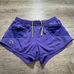 Under Armour Shorts Womens XS Purple Running Reflective Zip Pocket Outdoor 24W